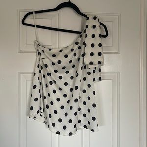 Polka dot, one shoulder top, size petite S